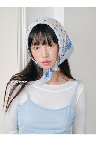 blue flower scarf