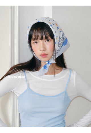 blue flower scarf