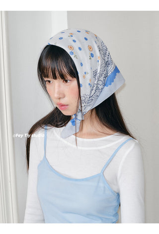 blue flower scarf