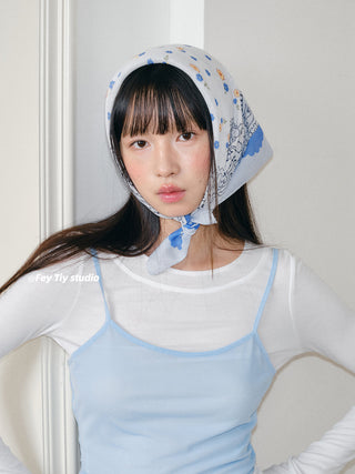 blue flower scarf