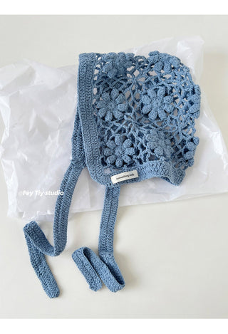 knit flower cap