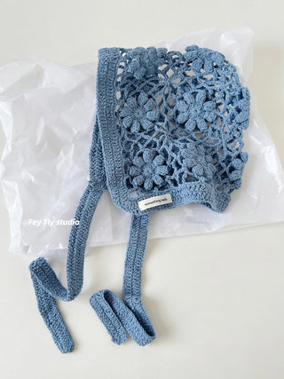 knit flower cap
