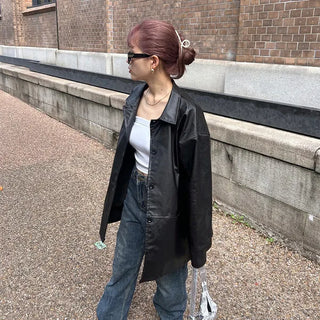 Loose leather jacket