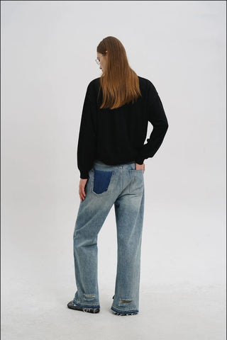 [MASONPRINCE] Wool Blend Layered Look Sweater