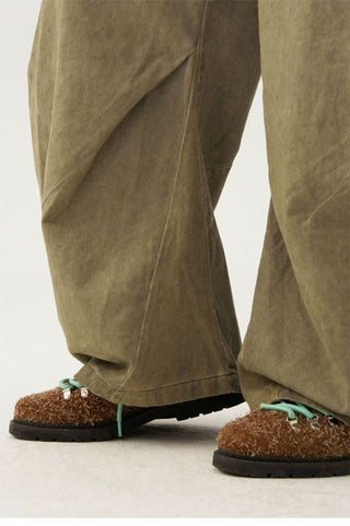 [Monterest] Washed Cotton Pleated Wide Leg Pants
