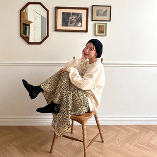 rizel leopard long skirt