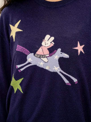 [Moromoro2] Rabbit & Horse Jacquard Crewneck  Sweater