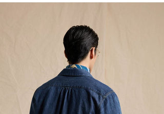 [CULTUM] Washed Gradient Cuban Collar Denim Shirt