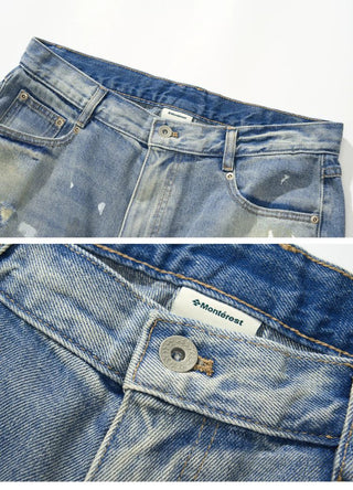 [Monterest] Paint Splatter Distressed Denim Shorts