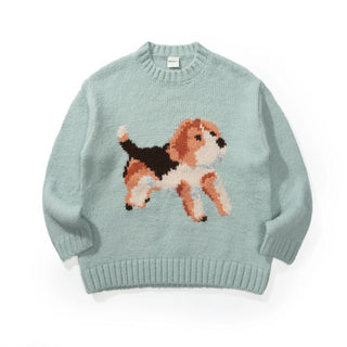 [Monterest] Relaxed Fit Dog Pattern Knit Sweater