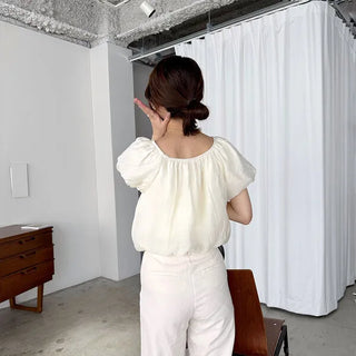 Chiffon shirred blouse