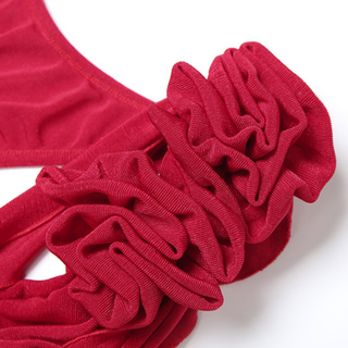 Cowl neck flower applique solid mini dress