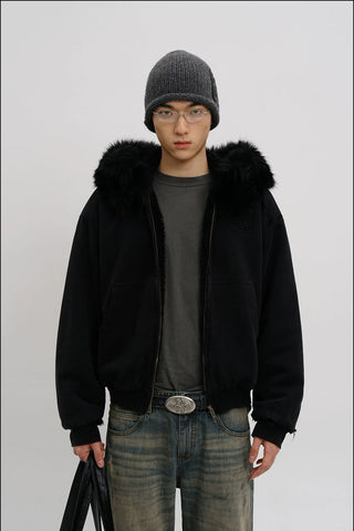 [MASONPRINCE] Fur Collar Fleece Hooded Jacket