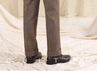 [CULTUM] Neapolitan Double Pleat Wool Blend Trousers