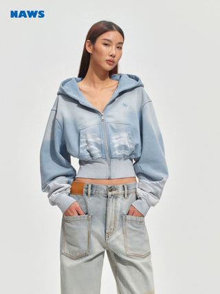 [NOTAWEAR] Sand Washed Cropped Hooded  Jacket