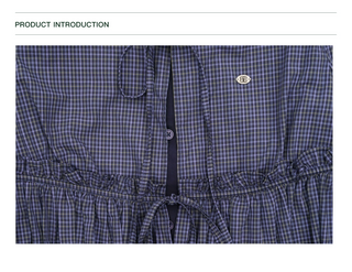 [Moromoro] Faux Two-piece Plaid Ruffled  Shirt
