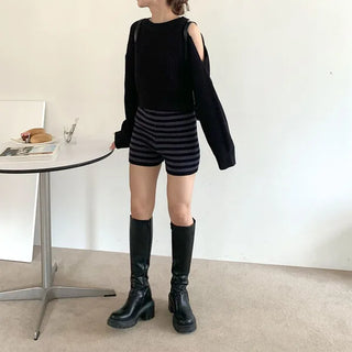 Asymmetrical Slit Shoulder Knit