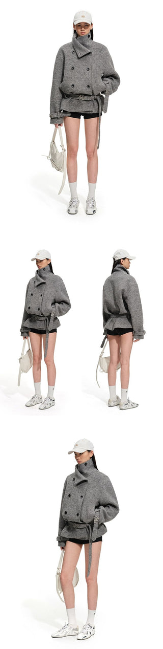 [NOTAWEAR] Straight Mid-waist Stretch Denim  Shorts