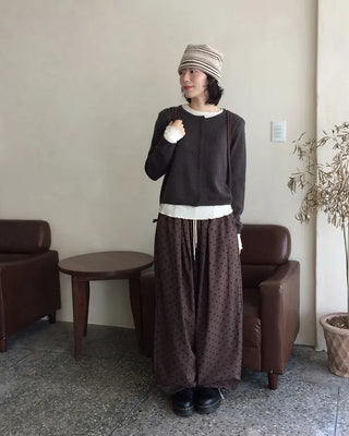 Wool round cardigan
