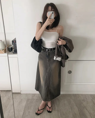 Vintage Wash Denim Skirt