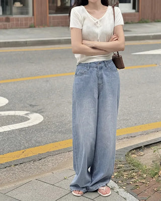 Summer wide denim pants