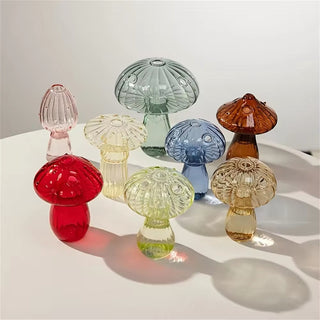 Glass Colorful Mushroom Vase