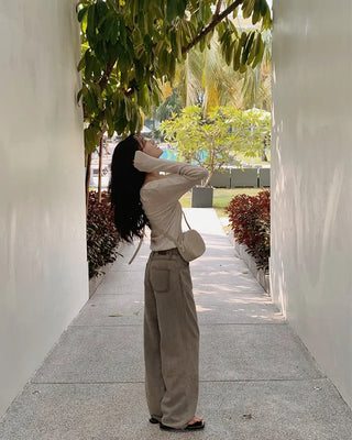 (basic/long) Mute Tone Shirring Denim Pants - 4 sizes