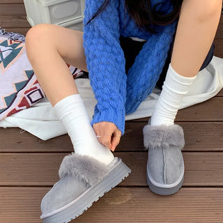 0643 Simple Suede Platform Slippers
