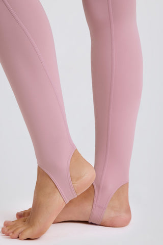 Four-Way Stretch Foldover Mid-Rise Stirrup Leggings in Mauve