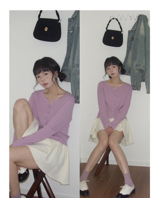 Korean V-neck long-sleeved sweater