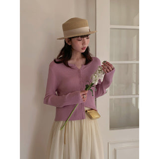 Korean V-neck long-sleeved sweater