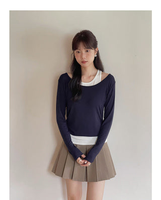 Contrast Color Fake Two-piece Vest