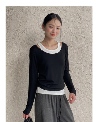 Contrast Color Fake Two-piece Vest