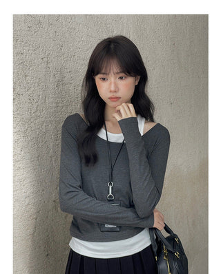 Contrast Color Fake Two-piece Vest