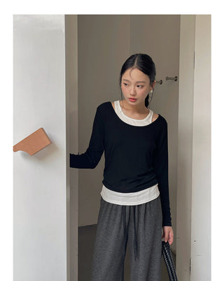 Contrast Color Fake Two-piece Vest