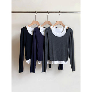 Contrast Color Fake Two-piece Vest