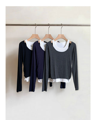 Contrast Color Fake Two-piece Vest