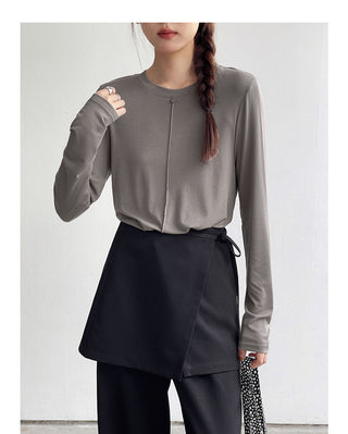 Solid Color Long Sleeve T-shirt