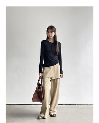 Solid Color Long Sleeve T-shirt