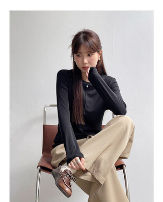 Solid Color Long Sleeve T-shirt