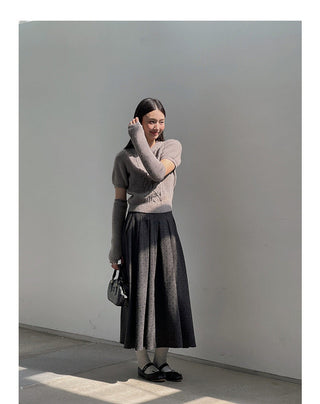 Floral pattern pleated skirt