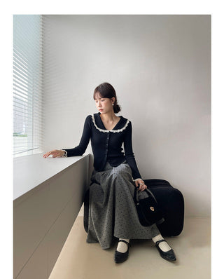 Floral pattern pleated skirt