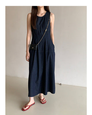 Retro Lace-up Midi Dress