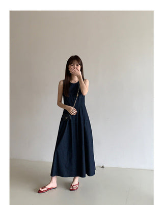 Retro Lace-up Midi Dress