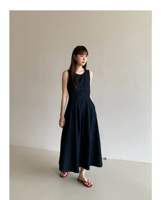 Retro Lace-up Midi Dress