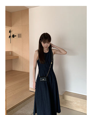 Retro Lace-up Midi Dress