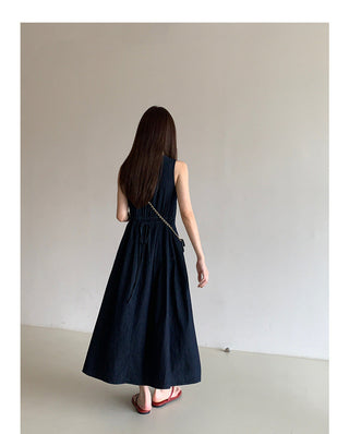 Retro Lace-up Midi Dress