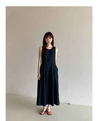 Retro Lace-up Midi Dress
