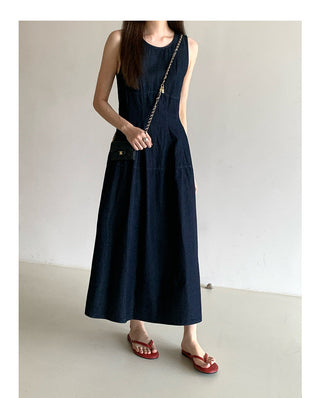 Retro Lace-up Midi Dress