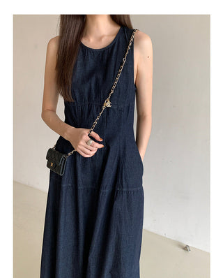Retro Lace-up Midi Dress